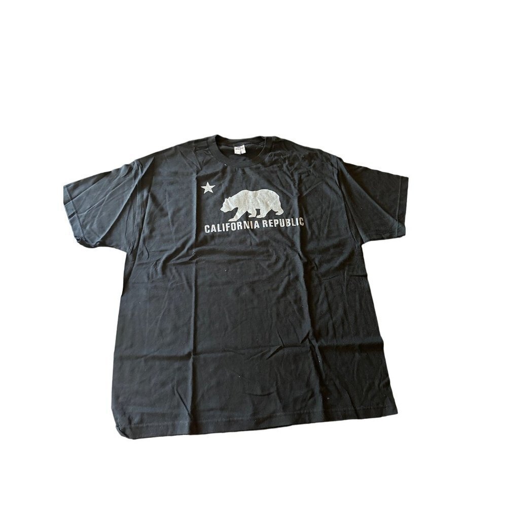 Alstyle T-Shirt Black California Republic Bear Flag Graphic Tee 2XL Short Sleeve
